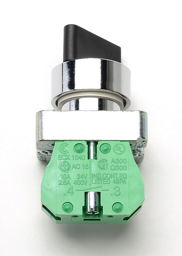 Selector Switch: spring return from right, 22mm, 2-pos, knob