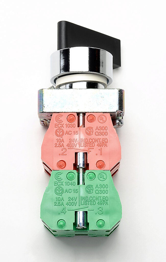 Selector Switch: maintained, 22mm, 3-pos, lever operator (PN