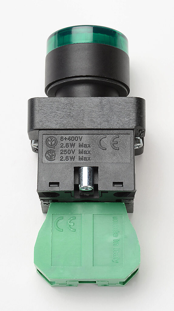22mm Pushbutton: momentary, green, IP65 (PN# GCX3202-24L