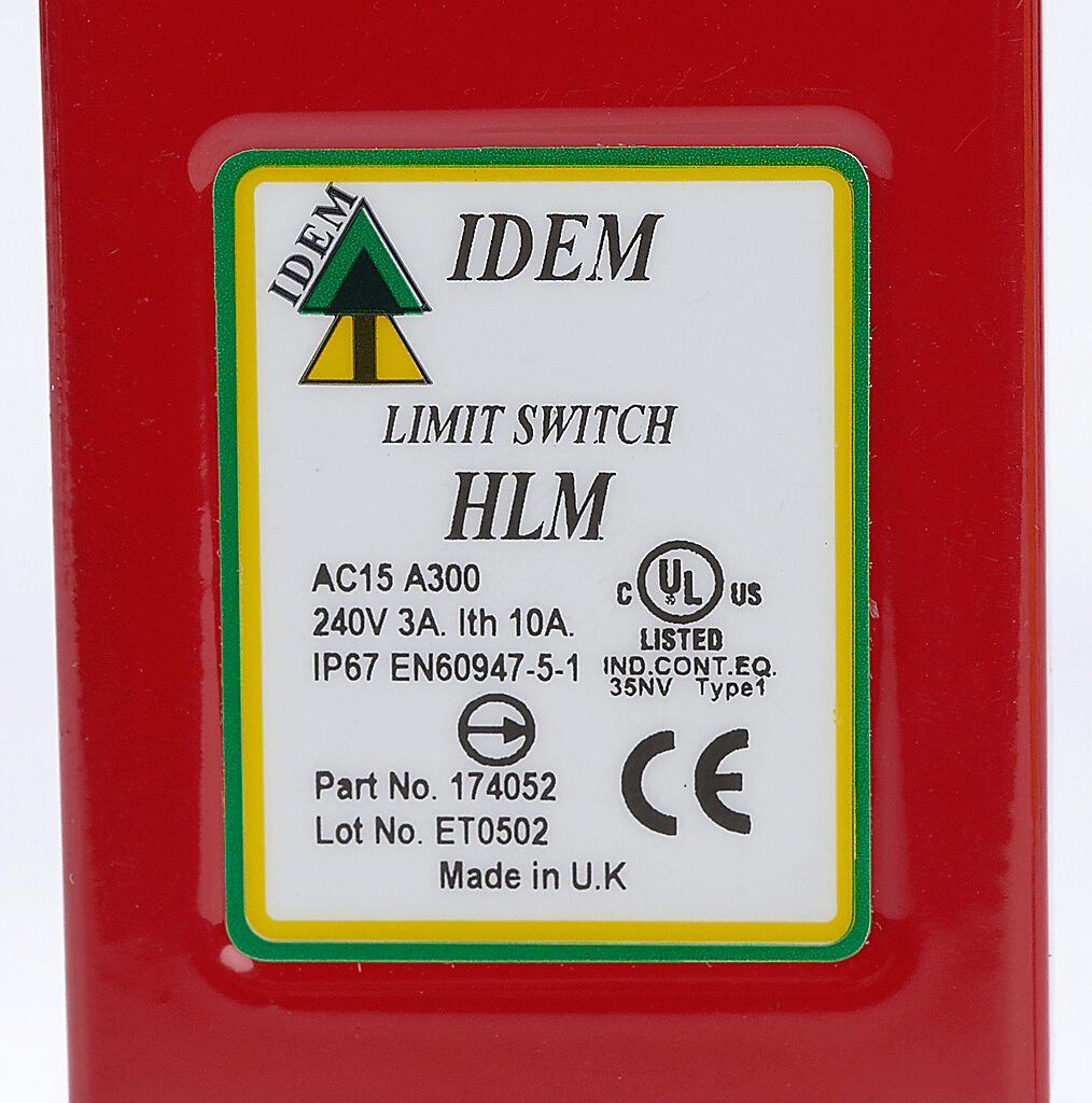 Safety Limit Switch: plunger with stainless steel roller (PN# HLM