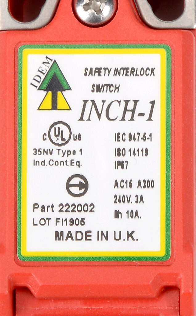 SAN　① Safety Switch: tongue (key) interlock (PN# INCH-1-222002