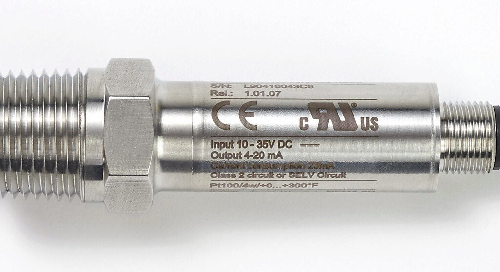 Temperature Sensor/transmitter: Pt100 RTD, 0 to 300 deg F (PN