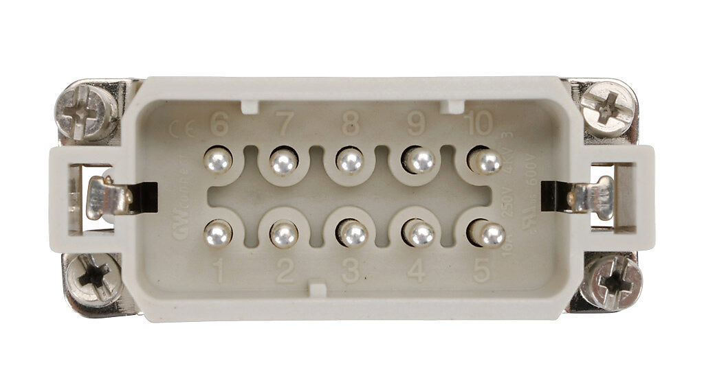 Male Insert: 10-pole, 16 amp, for ZIPport multi-wire housings (PN