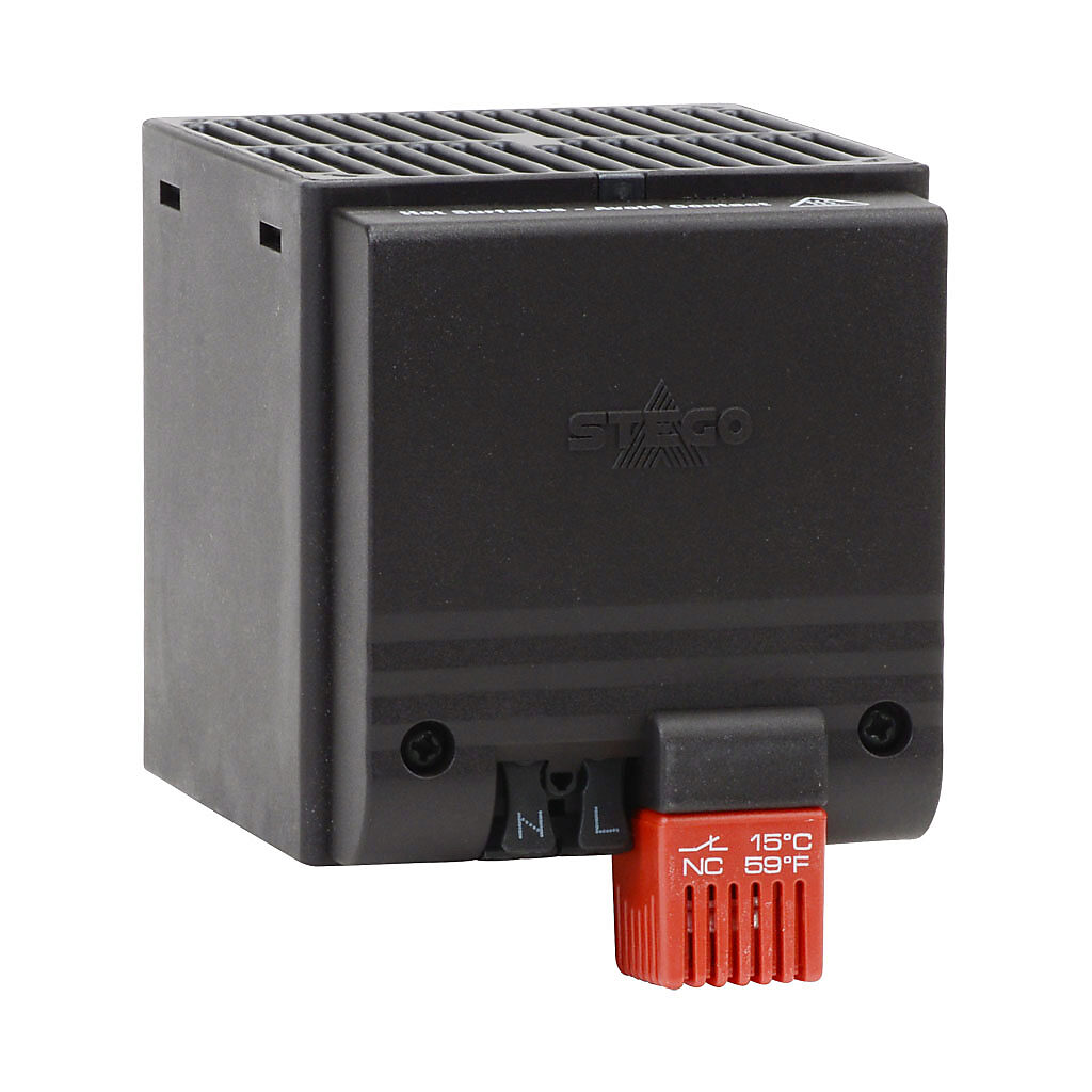 Enclosure Heater: 400W heating capacity, touch-safe PTC resistor