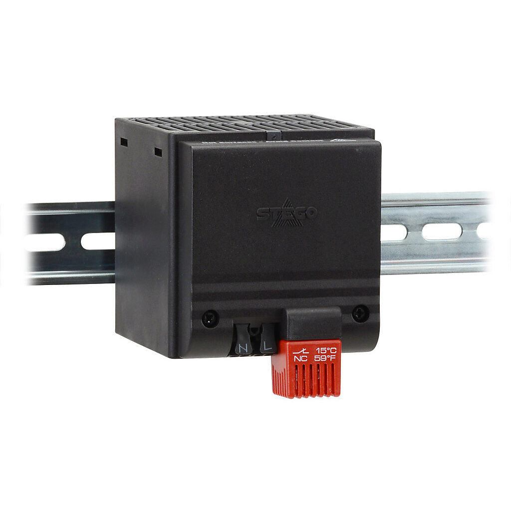 Enclosure Heater: 250W heating capacity, touch-safe PTC resistor