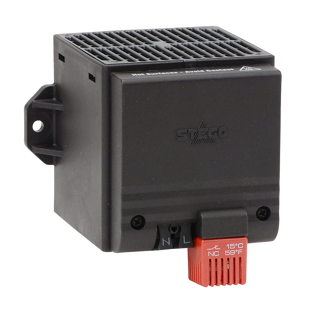 Enclosure Heater: 250W heating capacity, touch-safe PTC resistor
