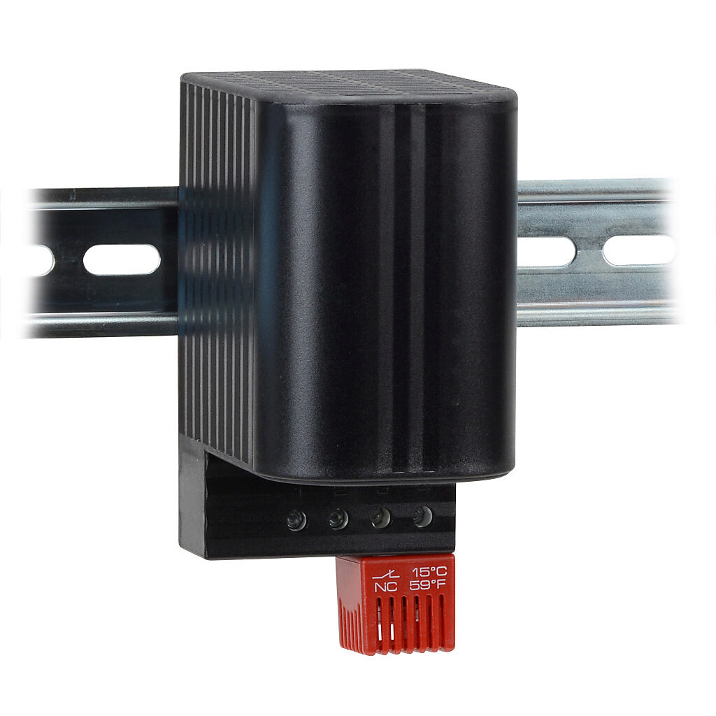 Enclosure Heater: 50W heating capacity, touch-safe PTC resistor
