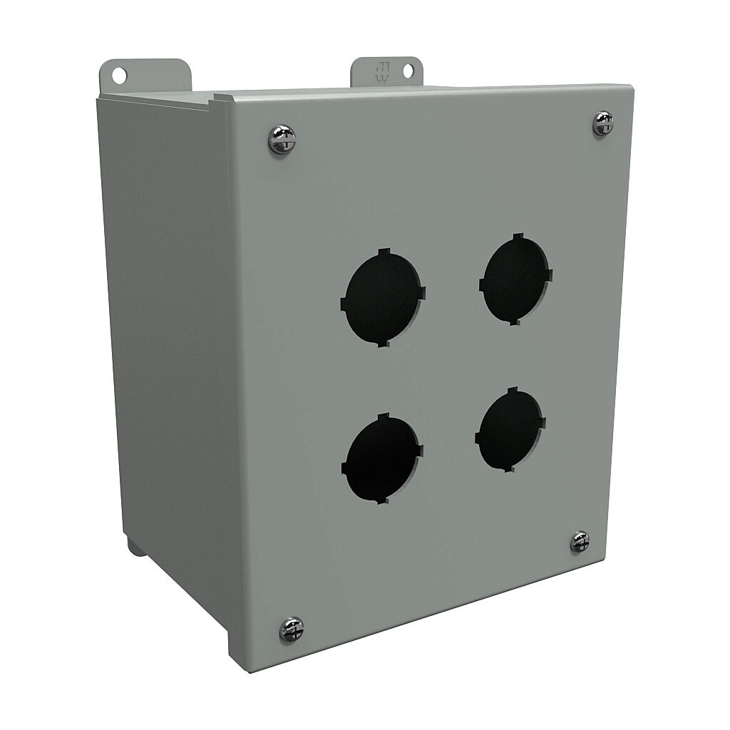 Pushbutton Enclosure: 8 x 7 x 5in, wall mount, carbon steel (PN