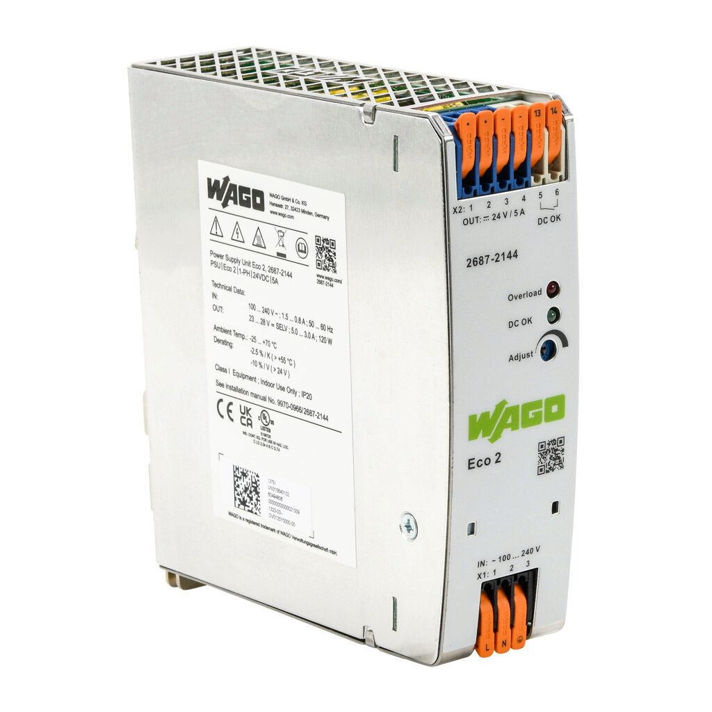 Power Supply: switching, Output: 24 VDC @ 5A/120W (adjustable) (PN