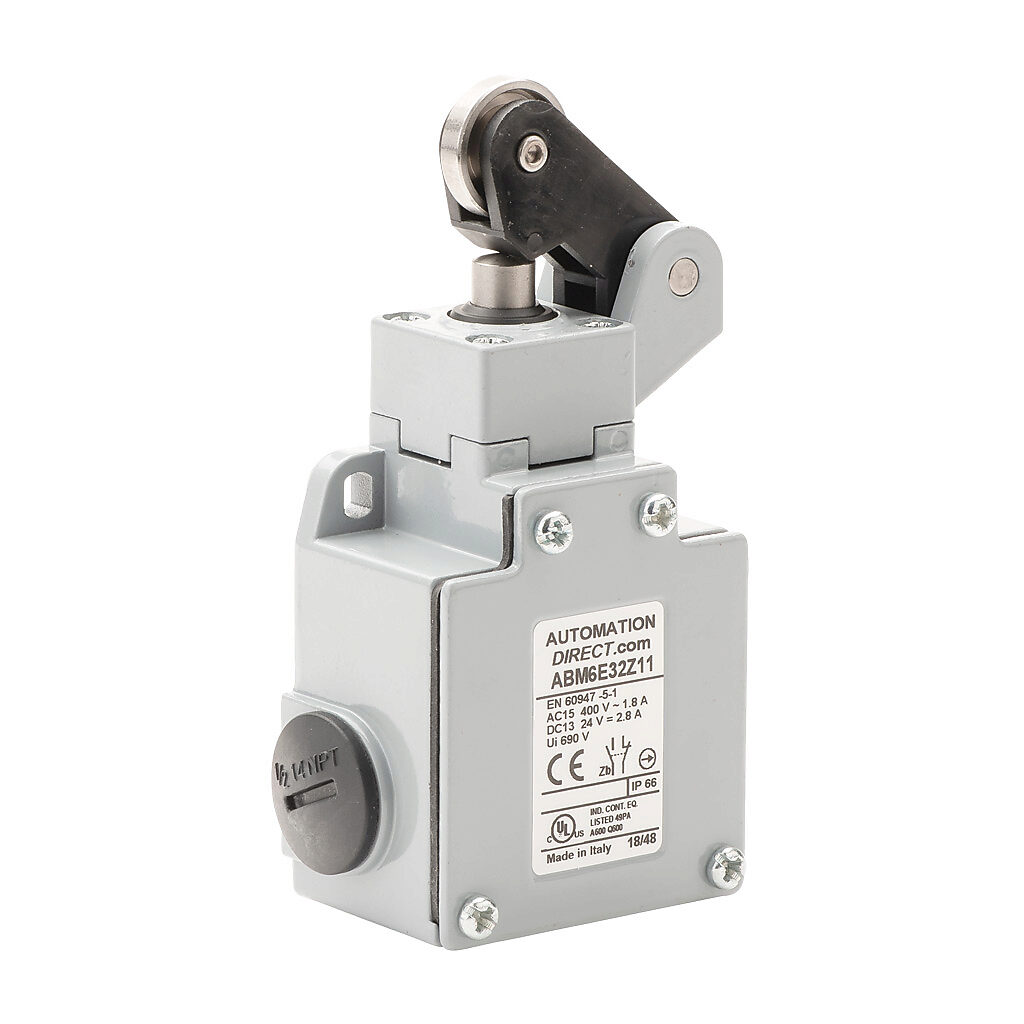 Limit Switch: one-way horizontal lever with stainless steel roller