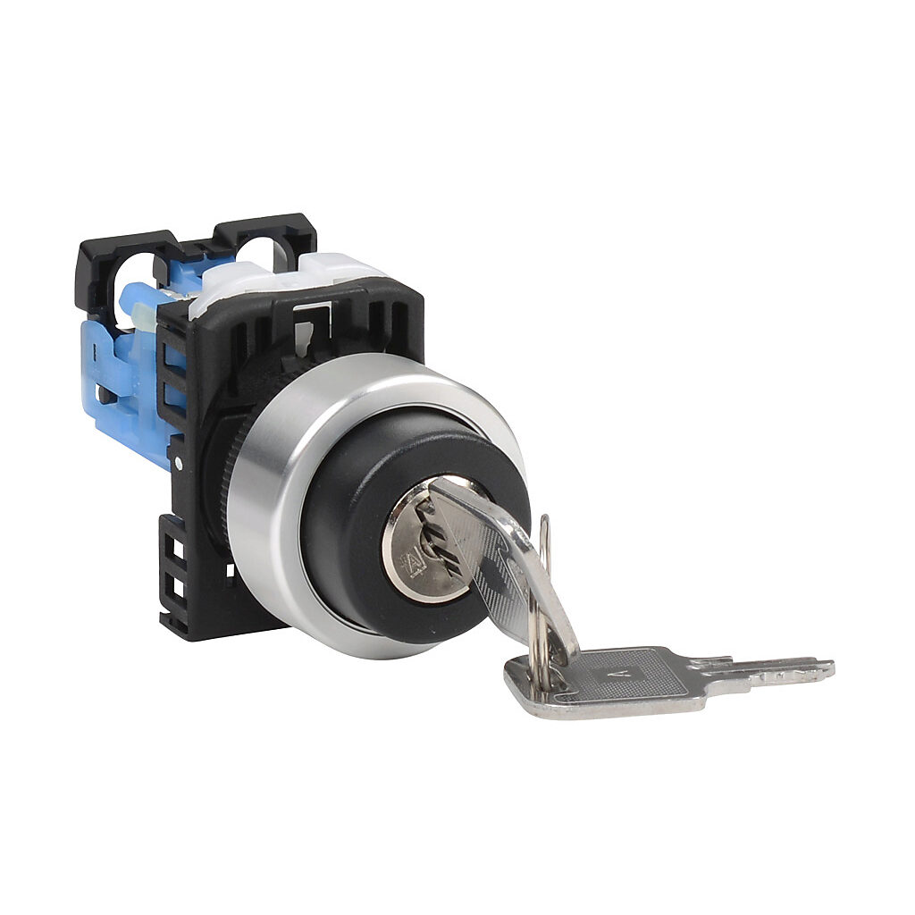 Selector Switch: spring return from right, 22mm, 2-pos, key