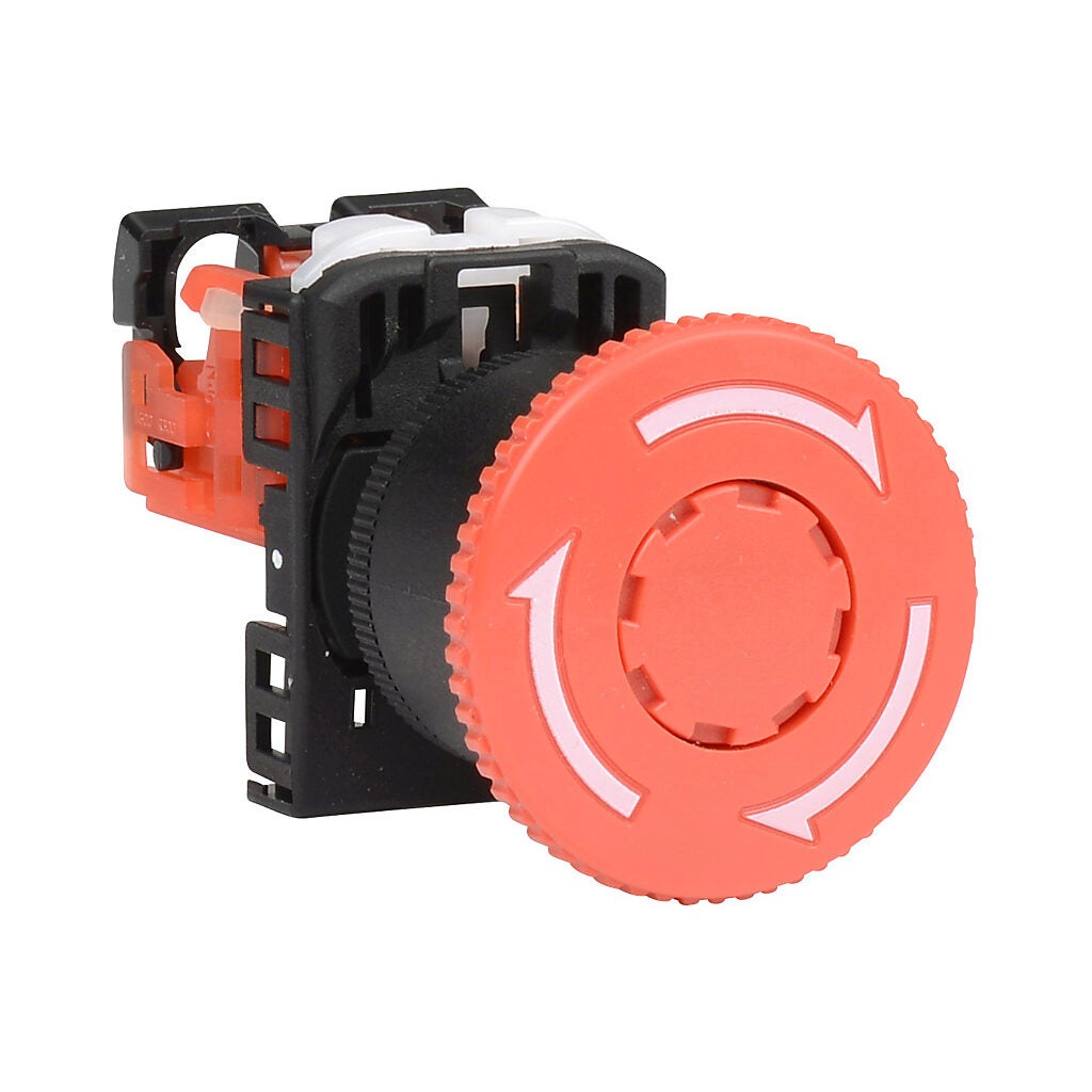 22mm Pushbutton: twist-to-release, red (PN# AR22V0R-01R