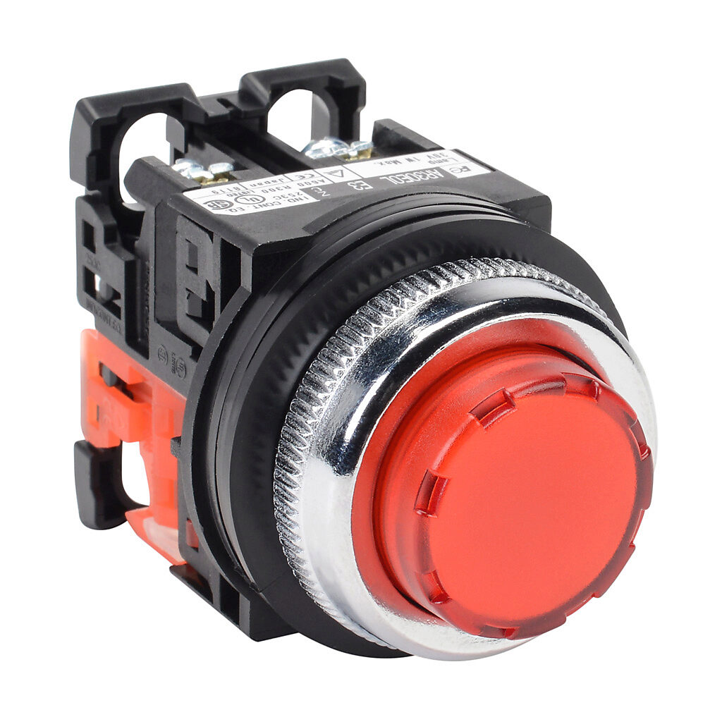 30mm Pushbutton: momentary, red (PN# AR30E0L-01E3RZC