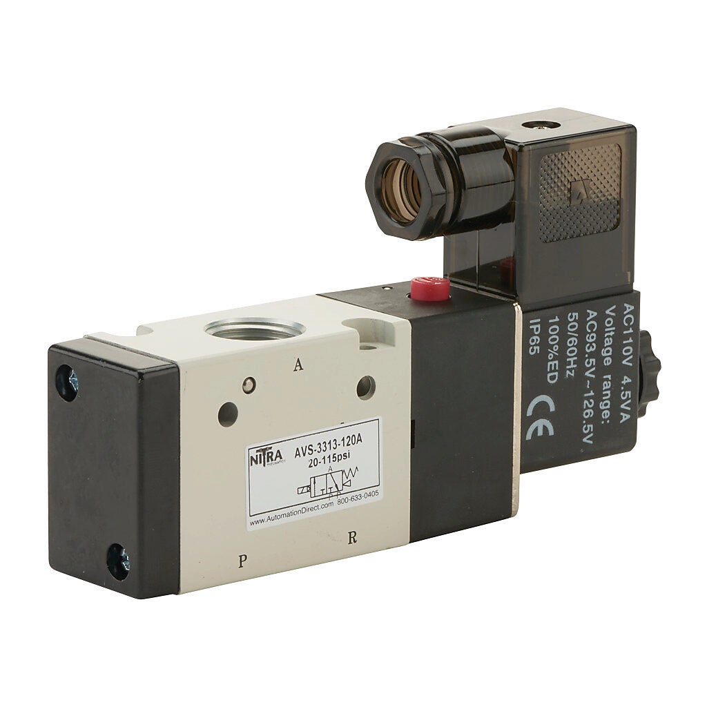 Solenoid Valve: pneumatic, 3-port (3-way), 120 VAC (PN# AVS-3313