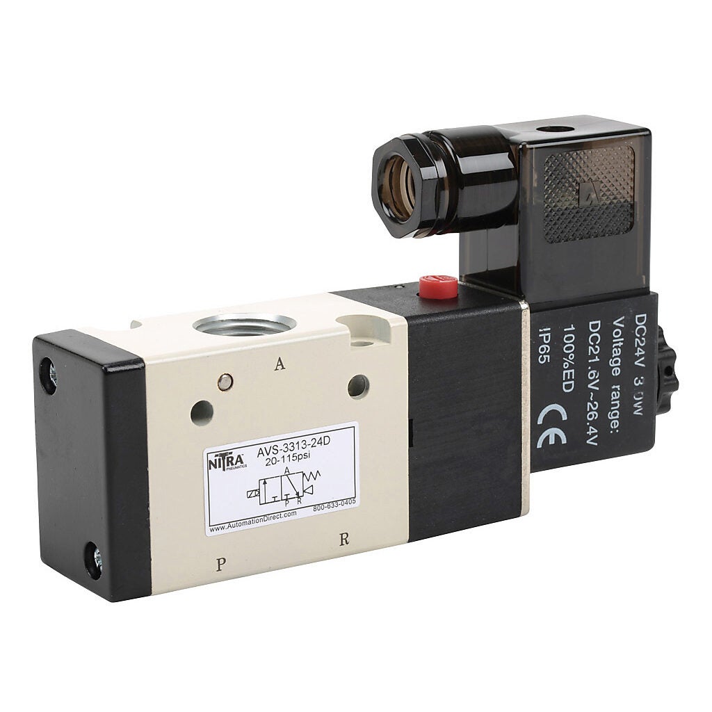 Solenoid Valve: pneumatic, 3-port (3-way), 24 VDC (PN# AVS-3313