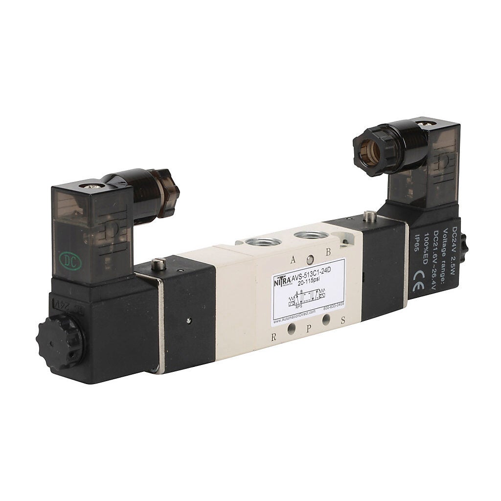Solenoid Valve: pneumatic, 5-port (4-way), 24 VDC (PN# AVS-513C1
