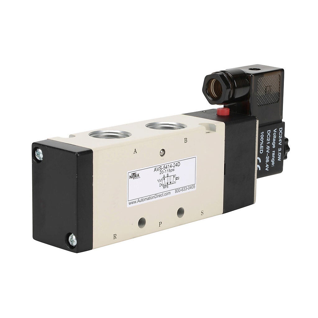Solenoid Valve: pneumatic, 5-port (4-way), 24 VDC (PN# AVS-5414