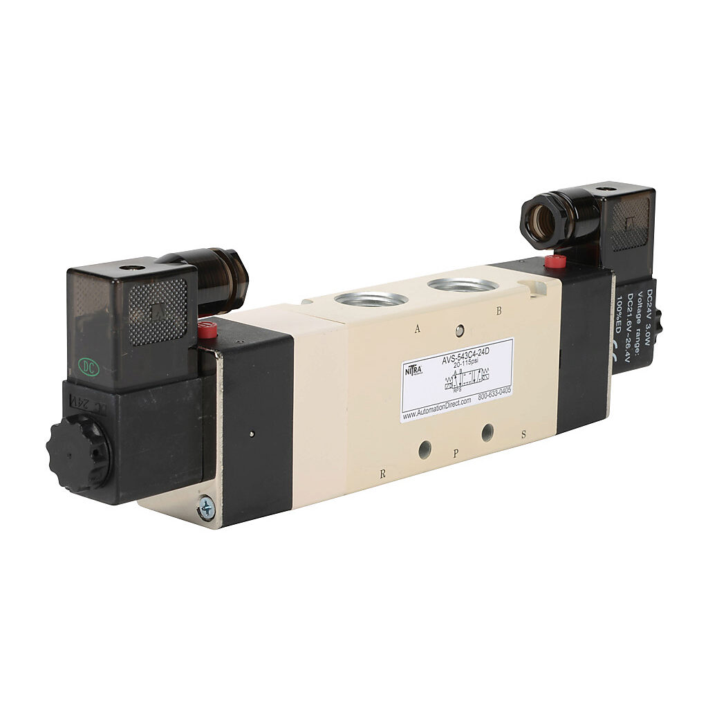 Solenoid Valve: pneumatic, 5-port (4-way), 24 VDC (PN# AVS-543C4
