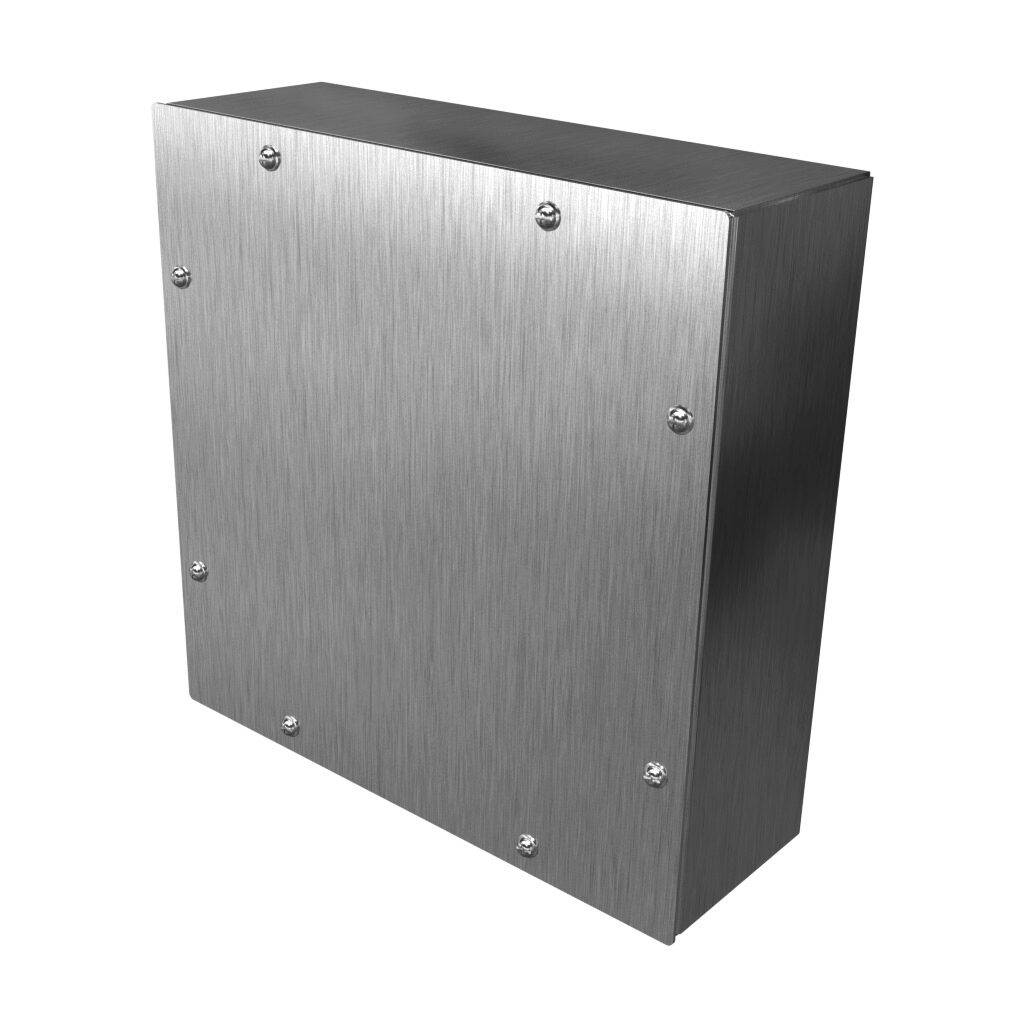 Enclosure: 12 x 12 x 4in, wall mount, 304 stainless steel (PN