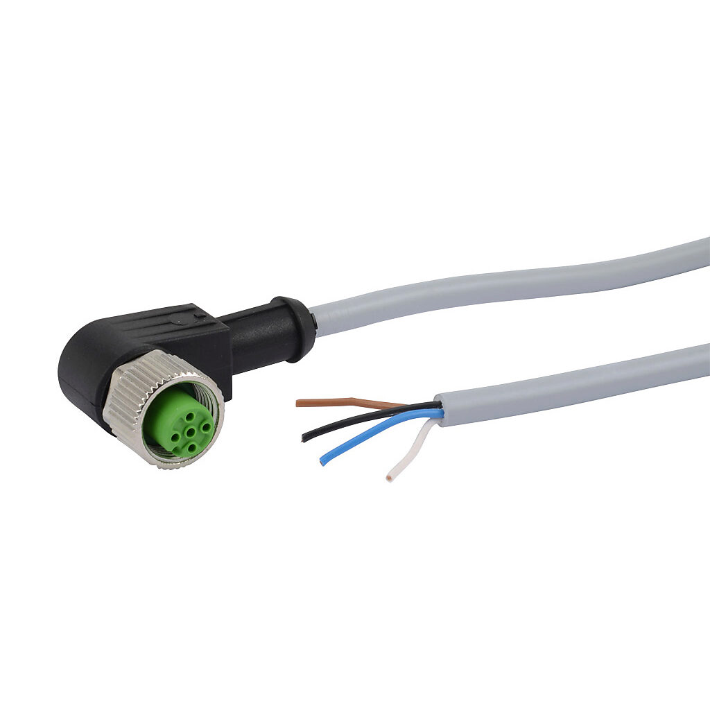 Connection Cable: 6.5ft/2m, M12 right-angle female to pigtail (PN
