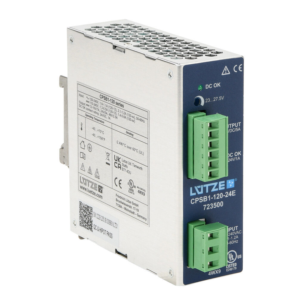 Power Supply: switching, Output: 24 VDC @ 5A/120W (adjustable) (PN