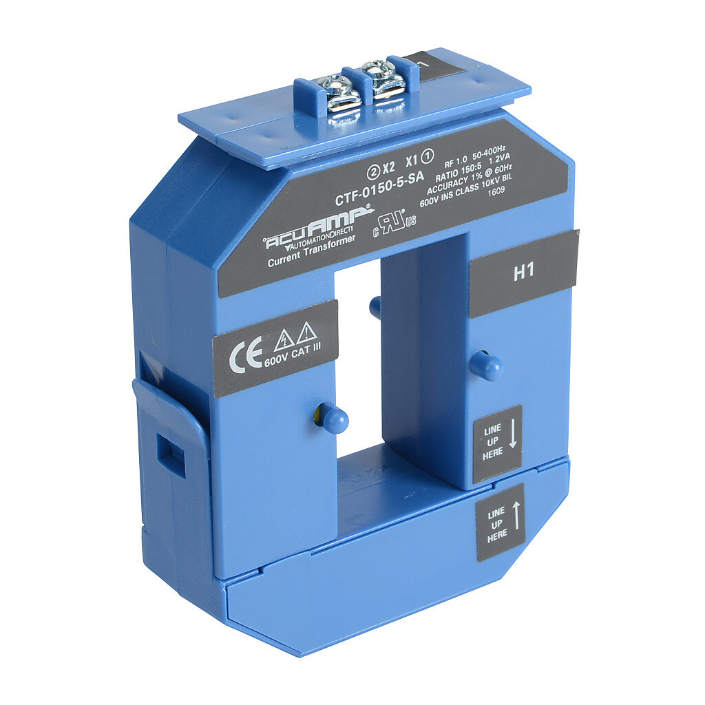 AC Current Transformer: split core, 150A primary (PN# CTF-0150-5
