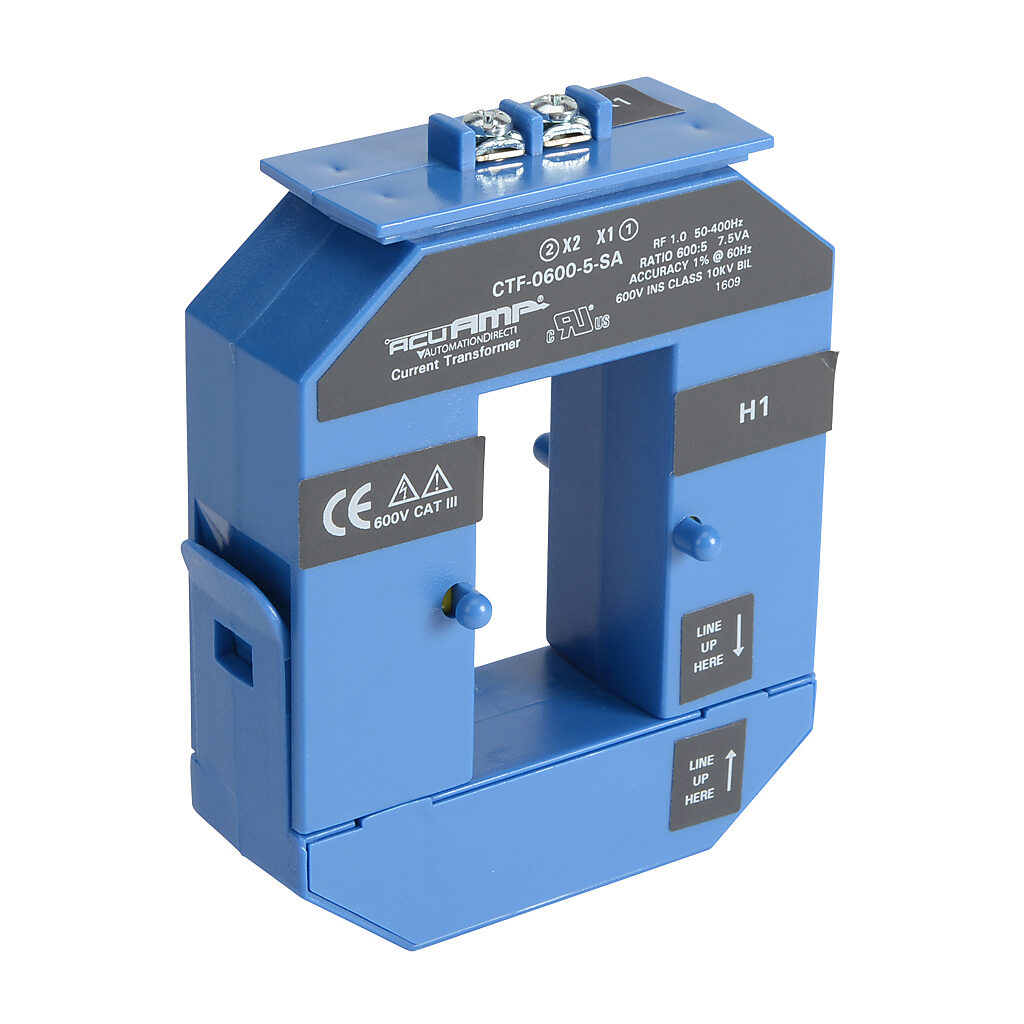 AC Current Transformer: split core, 600A primary (PN# CTF-0600-5