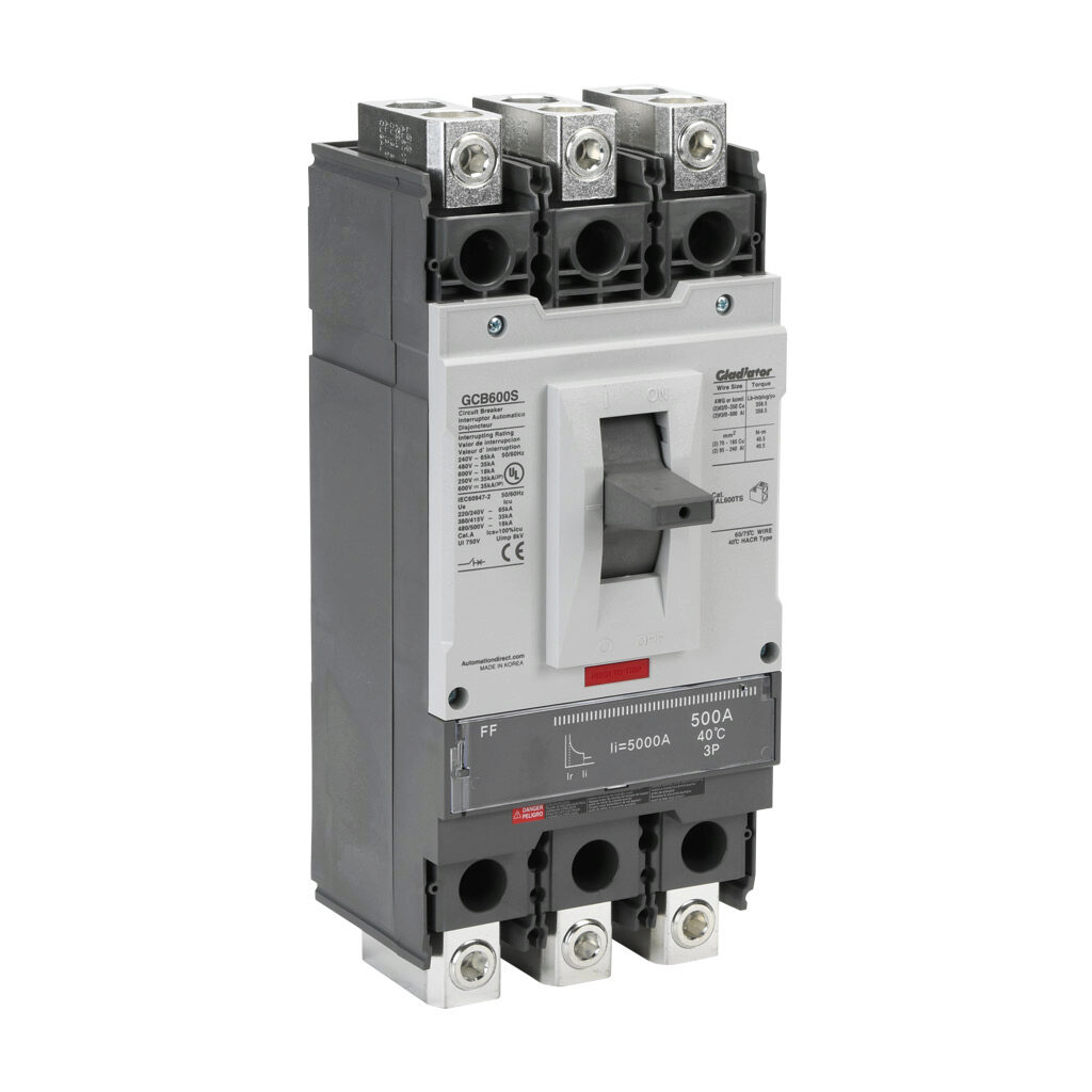 Molded Case Circuit Breaker: 500A, characteristics, 600A frame (PN