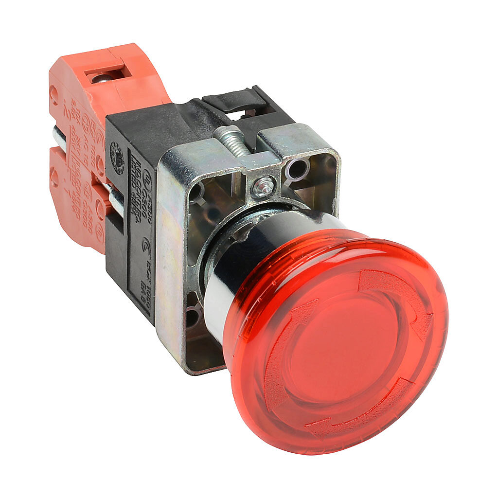 22mm Pushbutton: twist-to-release, red, IP65 (PN# GCX1226-120L