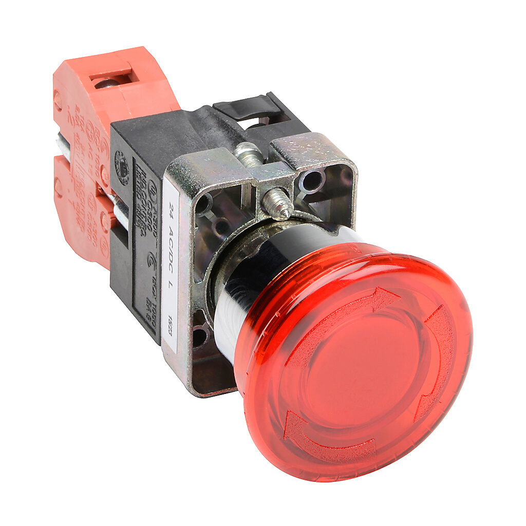 22mm Pushbutton: twist-to-release, red, IP65 (PN# GCX1226-24L