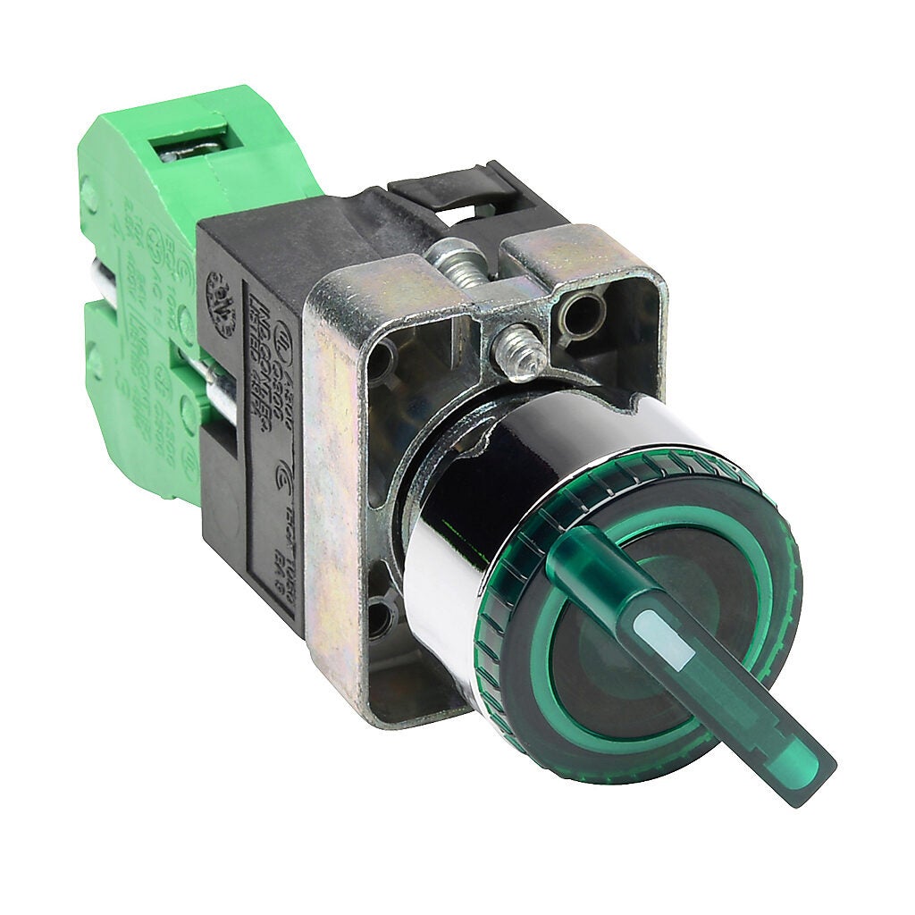 Selector Switch: spring return from right, 22mm, 2-pos, knob