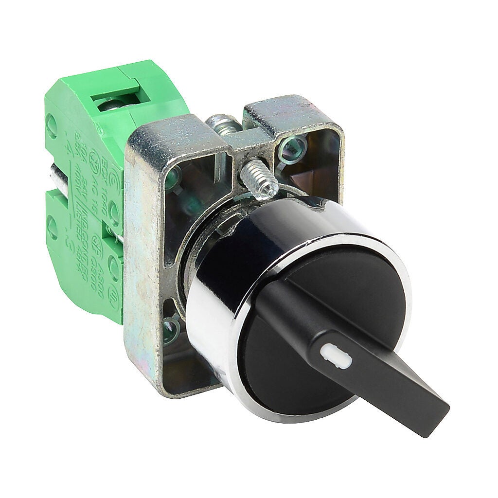 Selector Switch: spring return from right, 22mm, 2-pos, knob