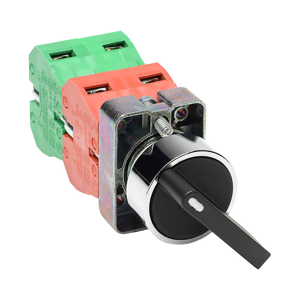 Selector Switch: maintained, 22mm, 3-pos, lever operator (PN
