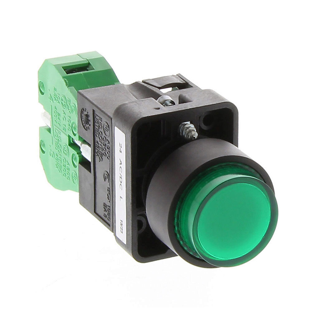 22mm Pushbutton: momentary, green, IP65 (PN# GCX3212-24L