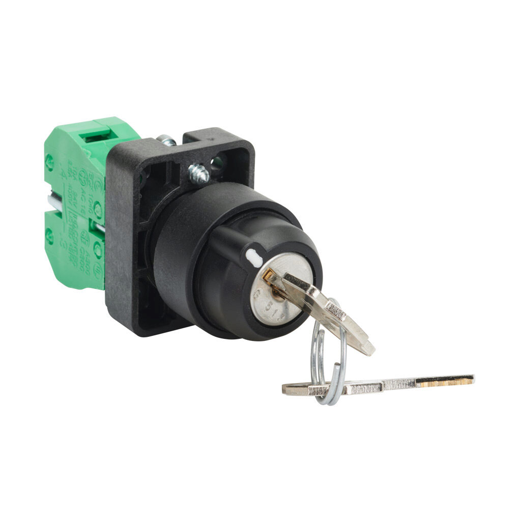 Selector Switch: maintained, 22mm, 2-pos, key operator (PN