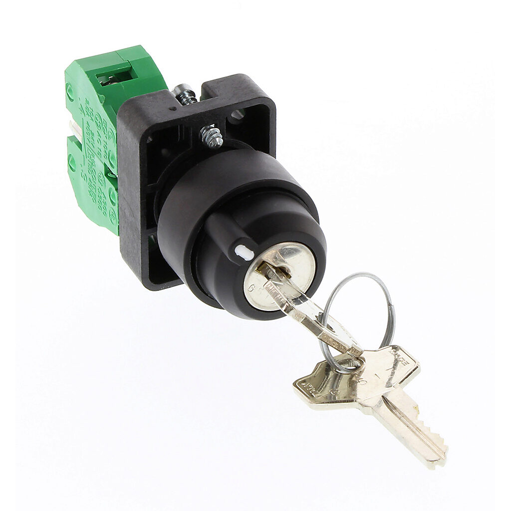 Selector Switch: spring return from right, 22mm, 2-pos, key