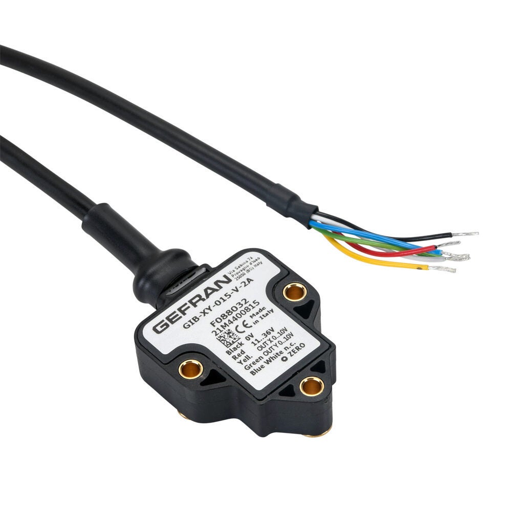 Inclination Sensor: 2 axes, +/- 15 degrees, 0-10 VDC output