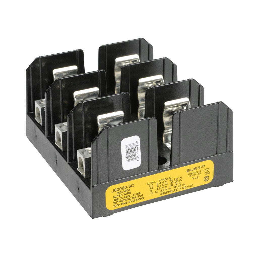 Fuse Block: 60A, 3-pole (PN# J60060-3C) | AutomationDirect