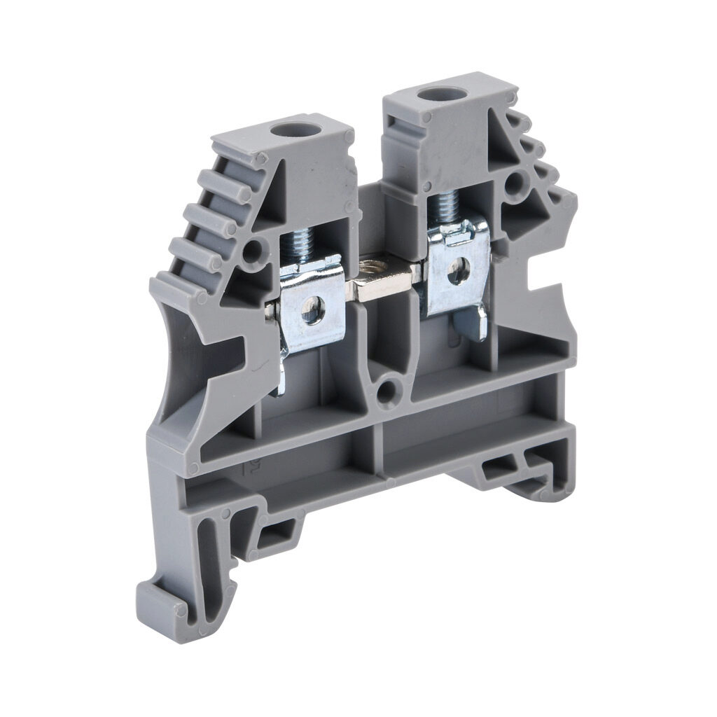 Screw Single-level Feedthrough Terminal Block: 80/pk, gray, 26-10