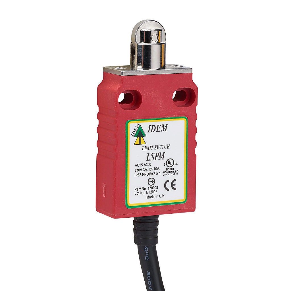 Safety Limit Switch: plunger with brass roller (PN# LSPM-170008