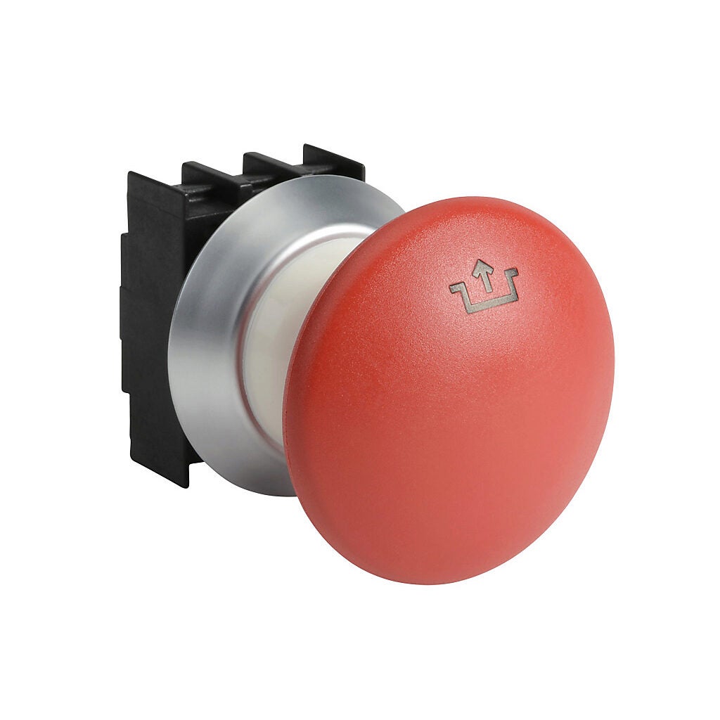 22mm Pushbutton: push to lock, pull to reset, red, IP67 and IP69K