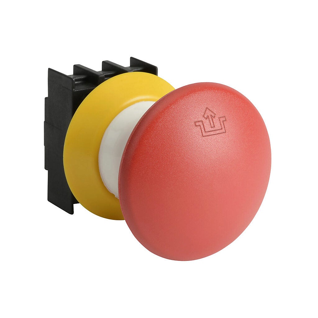 22mm Pushbutton: push to lock, pull to reset, red, IP67 and IP69K