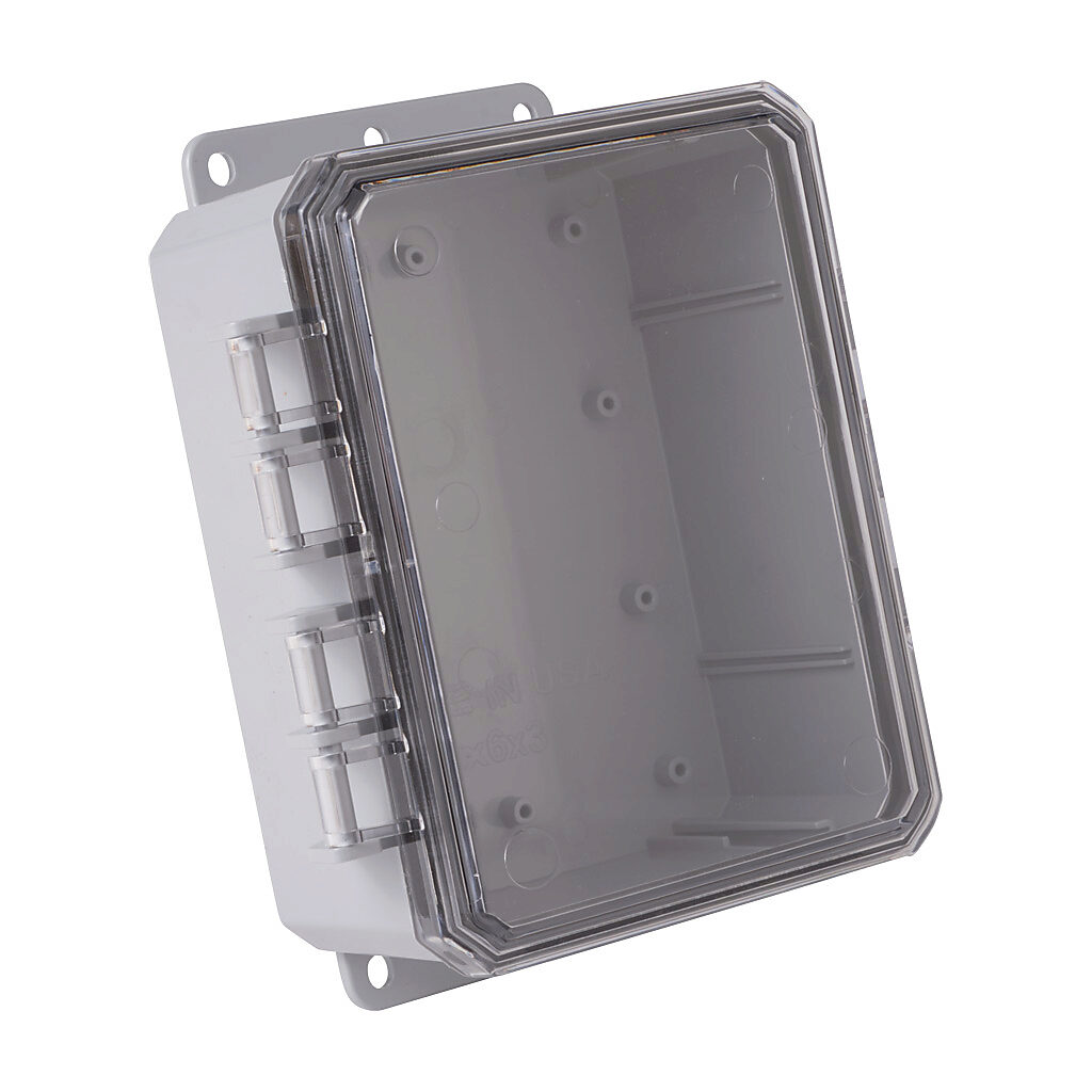 Enclosure: 8 x 6 x 3in, wall mount, polycarbonate (PN# P8063C-P10