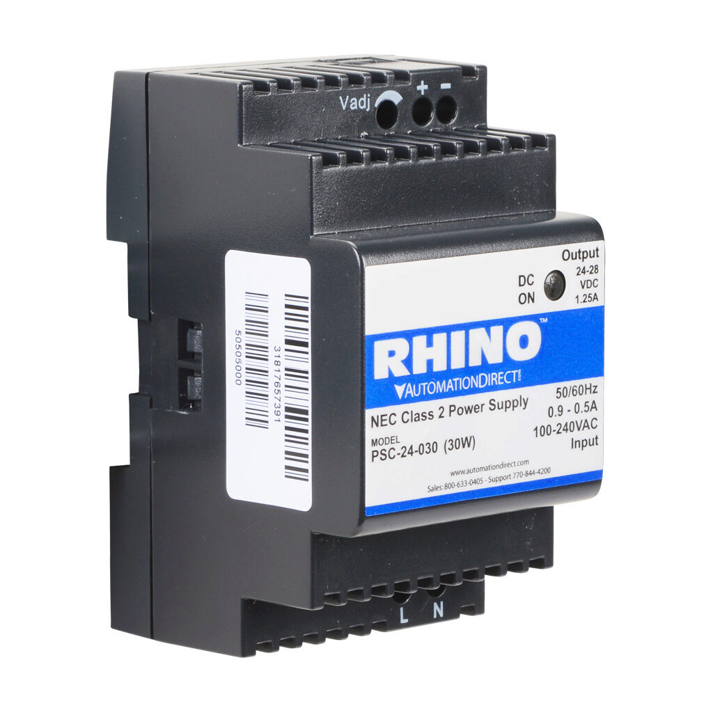 Power Supply: switching, Output: 24 VDC @ 1.25A/30W (adjustable