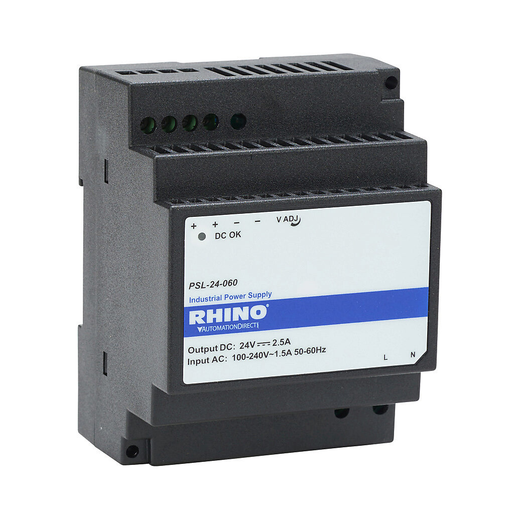 Power Supply: switching, Output: 24 VDC @ 2.5A/60W (adjustable