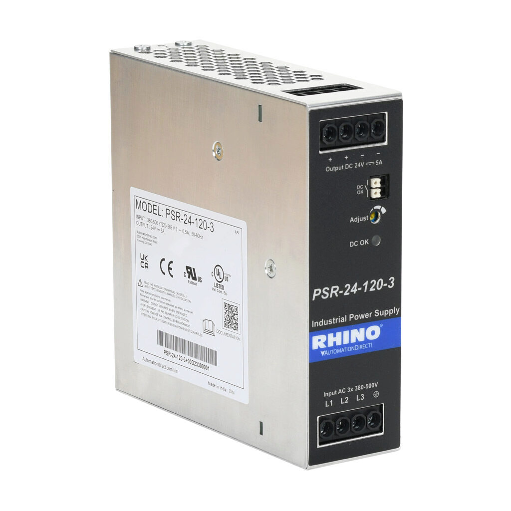 Power Supply: switching, Output: 24 VDC @ 5A/120W (adjustable) (PN
