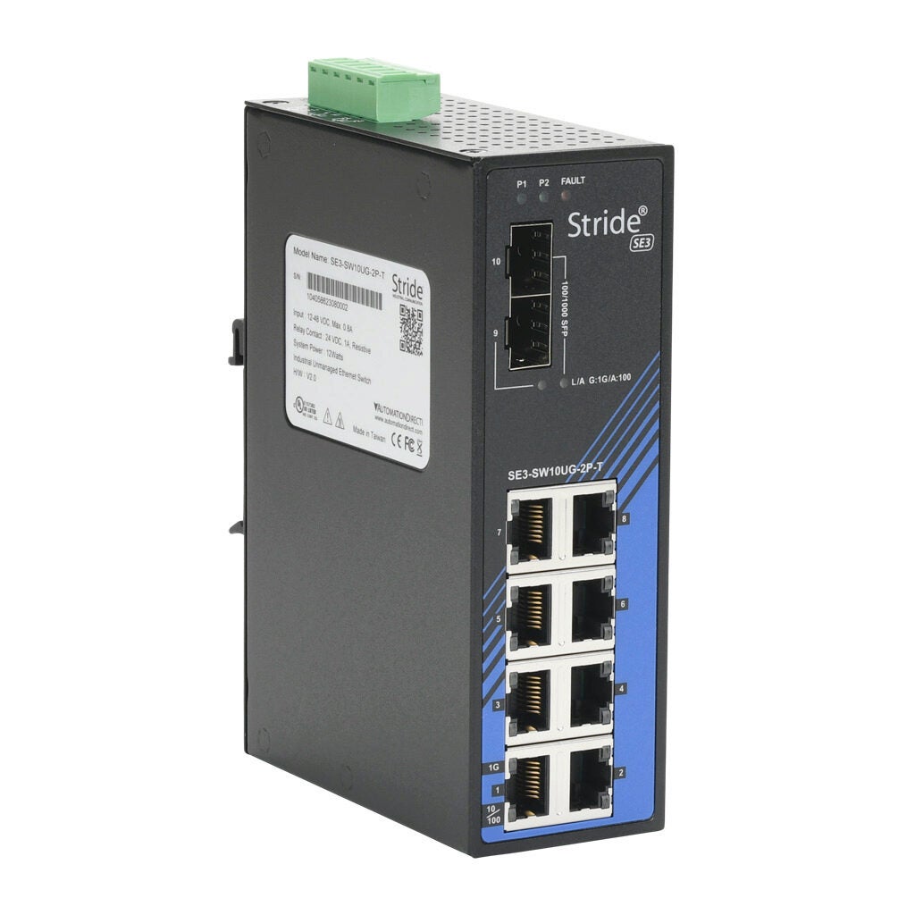 Industrial Unmanaged Ethernet Switch: 10 ports (PN# SE3-SW10UG-2P