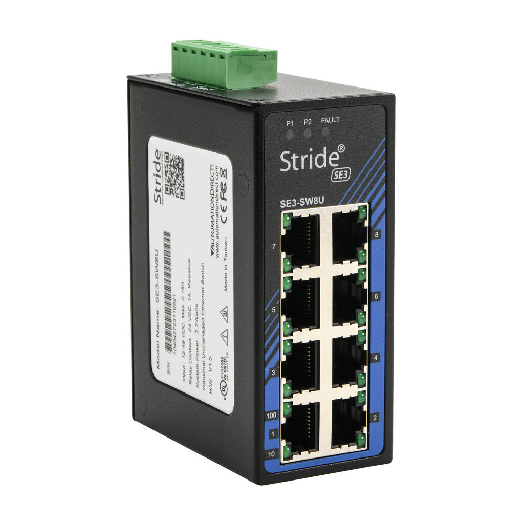 Industrial Unmanaged Ethernet Switch: 8 ports (PN# SE3-SW8U