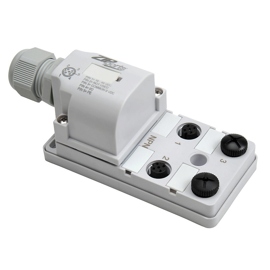 [ junjin ] ZIPport Junction Block: 4 ports, 5-pin M12 sockets (PN# ZP-JBH44