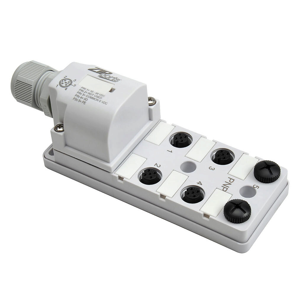 J＊J ZIPport Junction Block: 6 ports, 5-pin M12 sockets (PN# ZP-JBH64